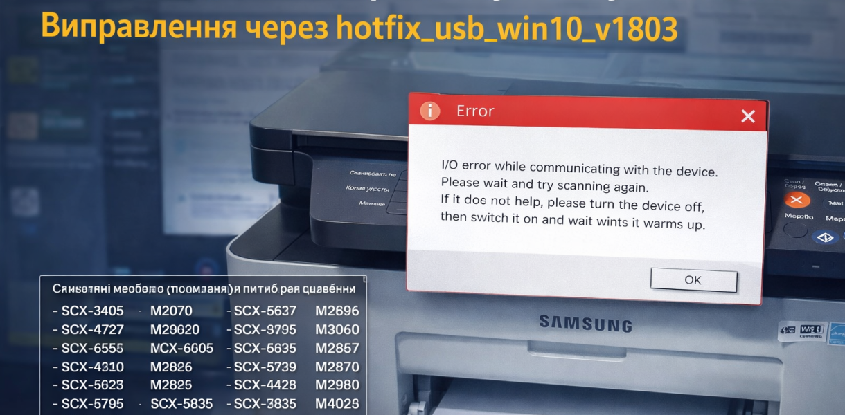 Помилка I O error при скануванні у Windows 10 та рішення через hotfix usb win10 v1803