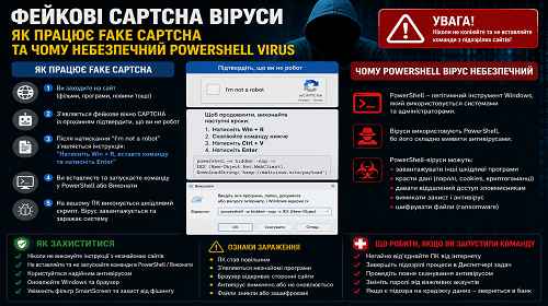 Фейкові CAPTCHA віруси — як працює fake CAPTCHA та чому небезпечний PowerShell virus