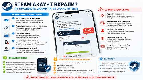 Steam акаунт вкрали — як повернути акаунт та захиститися від Steam phishing